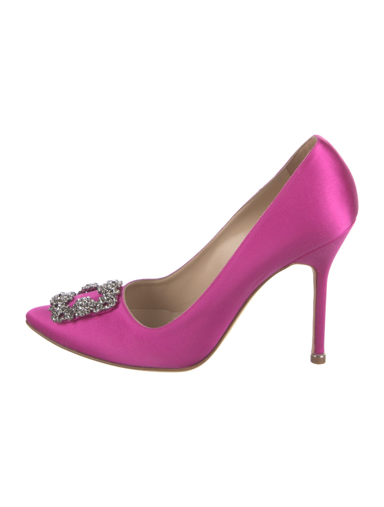 Manolo Blahnik Satin Crystal Embellishments Pumps