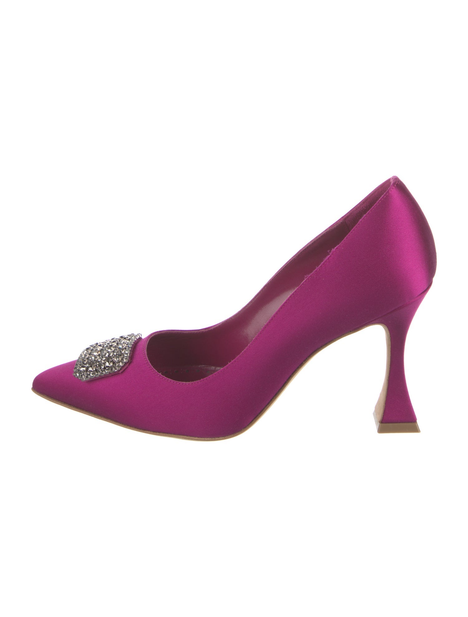 Manolo Blahnik Satin Crystal Embellishments Pumps