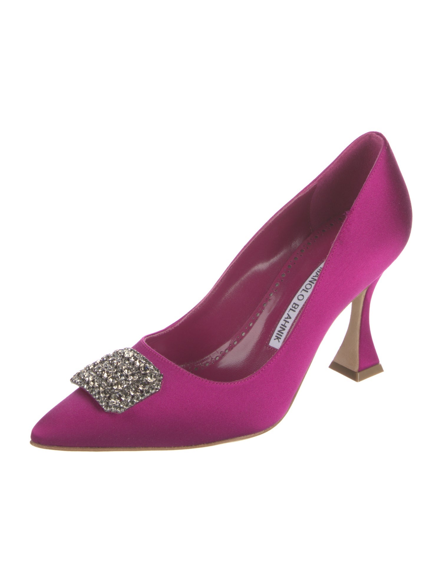 Manolo Blahnik Satin Crystal Embellishments Pumps