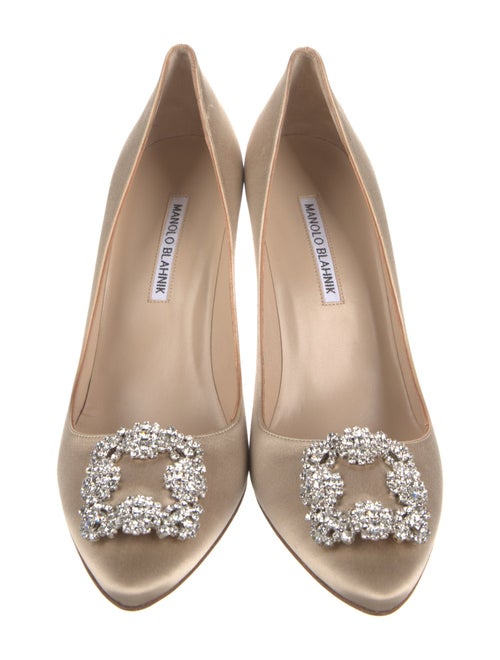 Manolo Blahnik Satin Crystal Embellishments Pumps