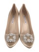 Manolo Blahnik Satin Crystal Embellishments Pumps