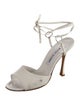 Manolo Blahnik Leather Lasercut Accents Sandals