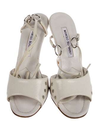 Manolo Blahnik Leather Lasercut Accents Sandals