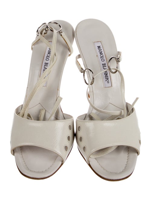 Manolo Blahnik Leather Lasercut Accents Sandals
