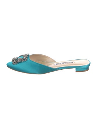Manolo Blahnik Satin Crystal Embellishments Mules
