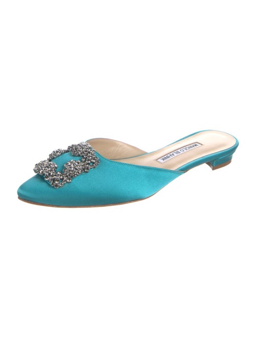 Manolo Blahnik Satin Crystal Embellishments Mules