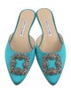 Manolo Blahnik Satin Crystal Embellishments Mules