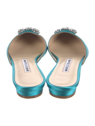 Manolo Blahnik Satin Crystal Embellishments Mules