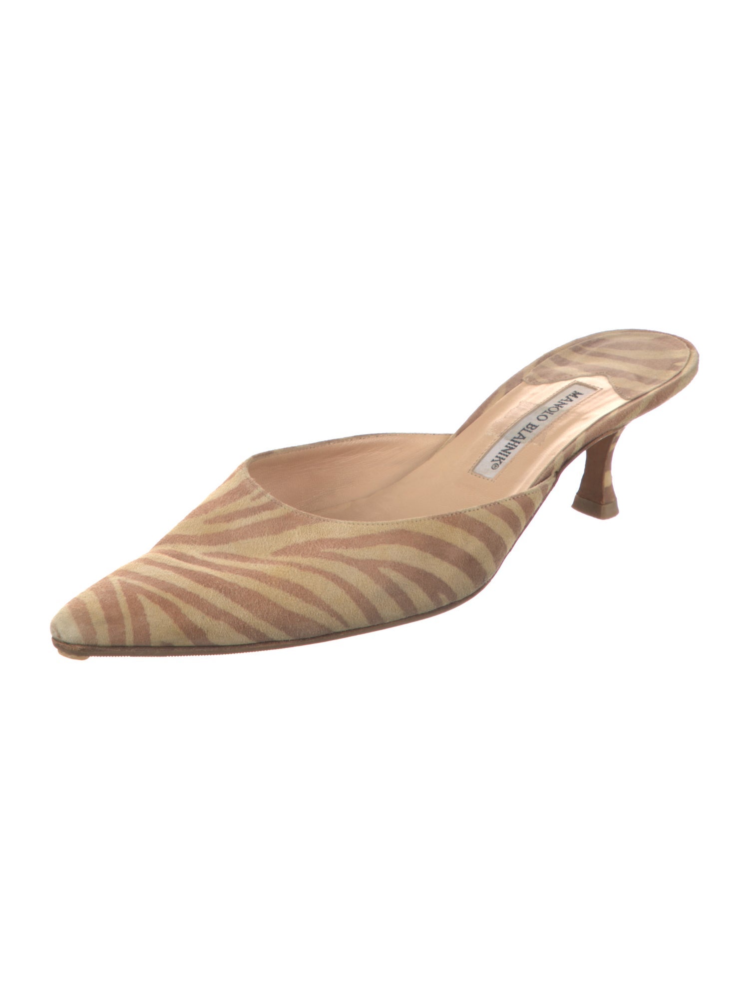Manolo Blahnik Suede Animal Print Mules