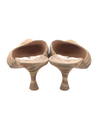 Manolo Blahnik Suede Animal Print Mules