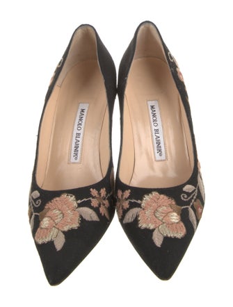 Manolo Blahnik Canvas Floral Print Pumps