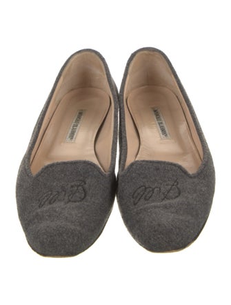 Manolo Blahnik Denim Crystal Embellishments Flats