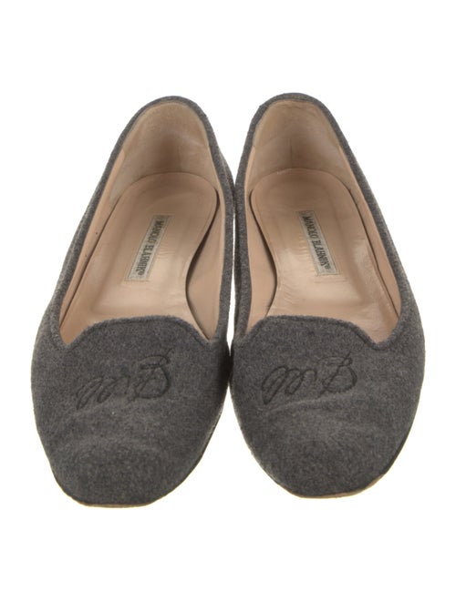 Manolo Blahnik Denim Crystal Embellishments Flats