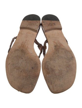 Manolo Blahnik Leather Animal Print Slides