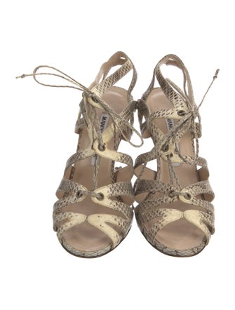Manolo Blahnik Snakeskin Animal Print Slingback Sandals