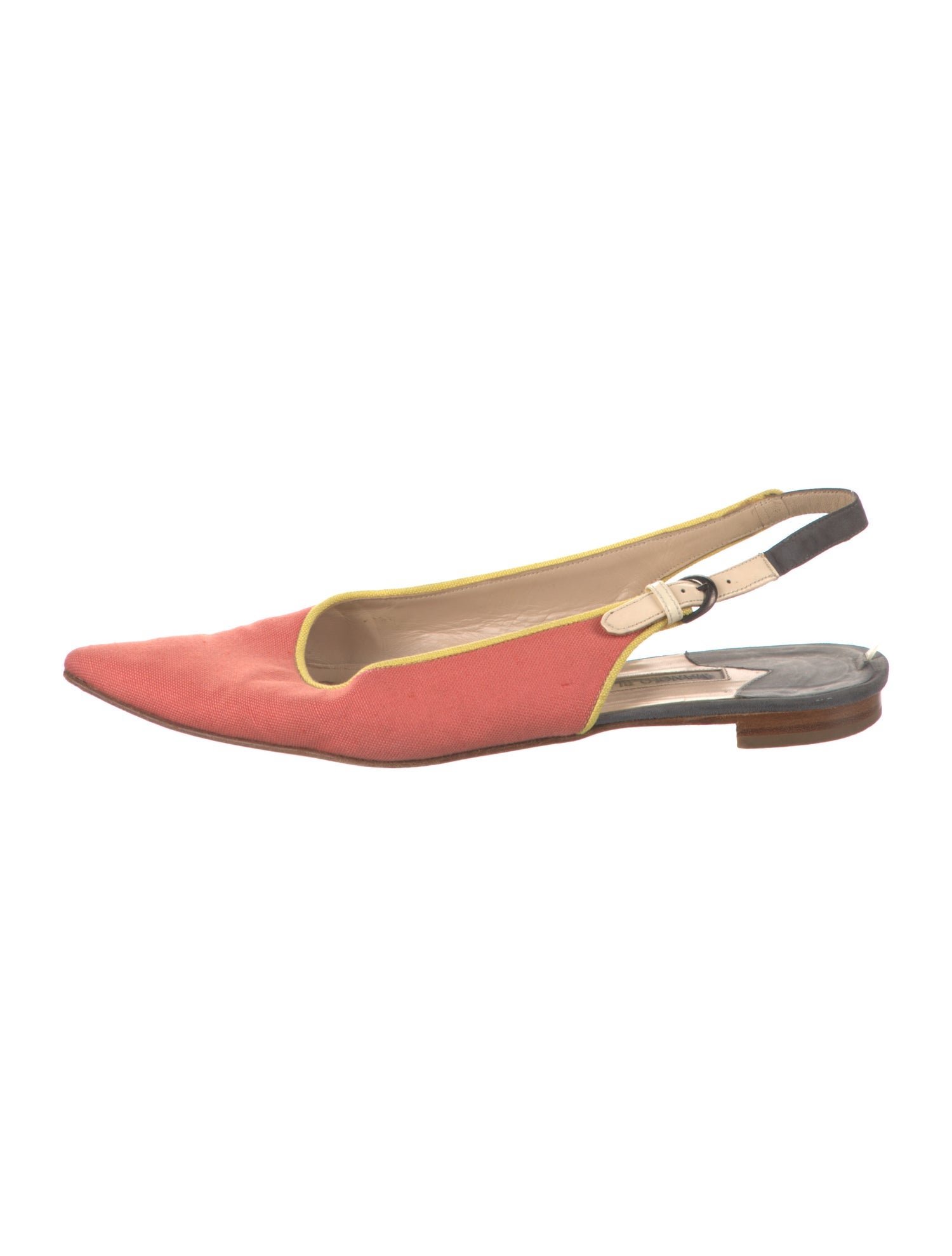 Manolo Blahnik Canvas Slingback Flats
