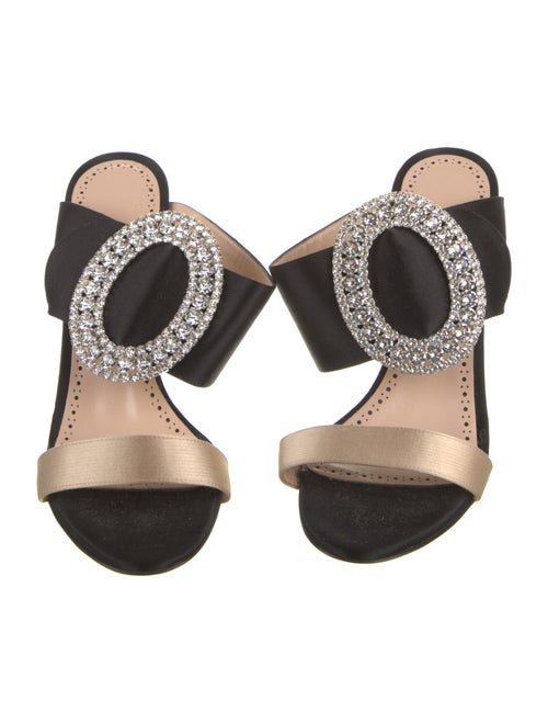 Manolo Blahnik Satin Crystal Embellishments Slides