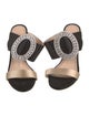 Manolo Blahnik Satin Crystal Embellishments Slides