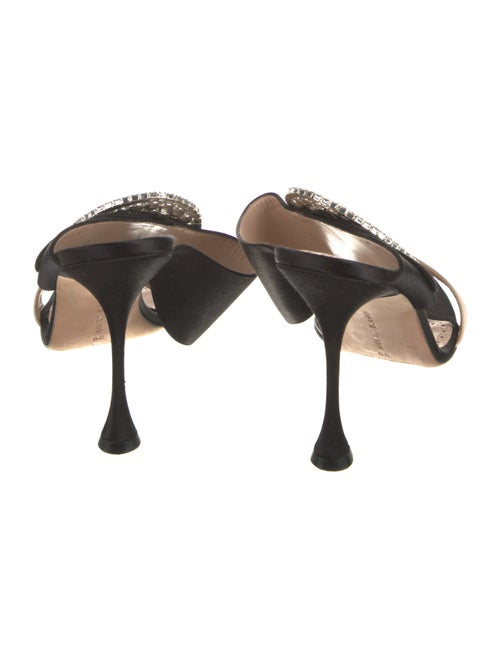 Manolo Blahnik Satin Crystal Embellishments Slides
