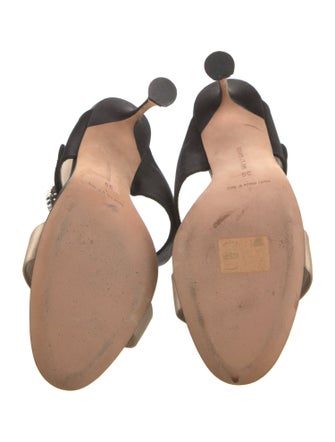 Manolo Blahnik Satin Crystal Embellishments Slides