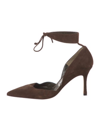 Manolo Blahnik Suede D'Orsay Pumps