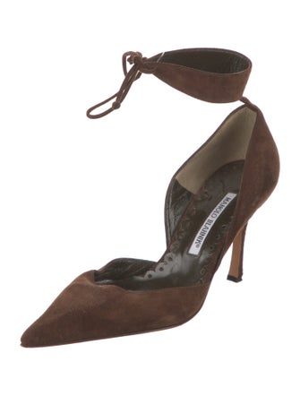 Manolo Blahnik Suede D'Orsay Pumps