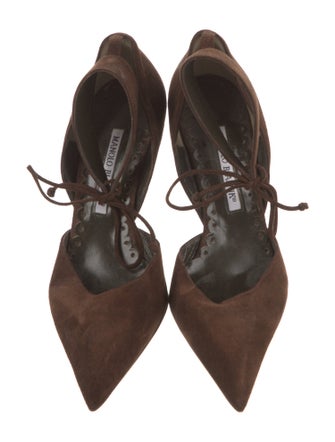Manolo Blahnik Suede D'Orsay Pumps