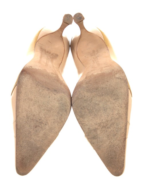 Manolo Blahnik Patent Leather Cutout Accent Pumps