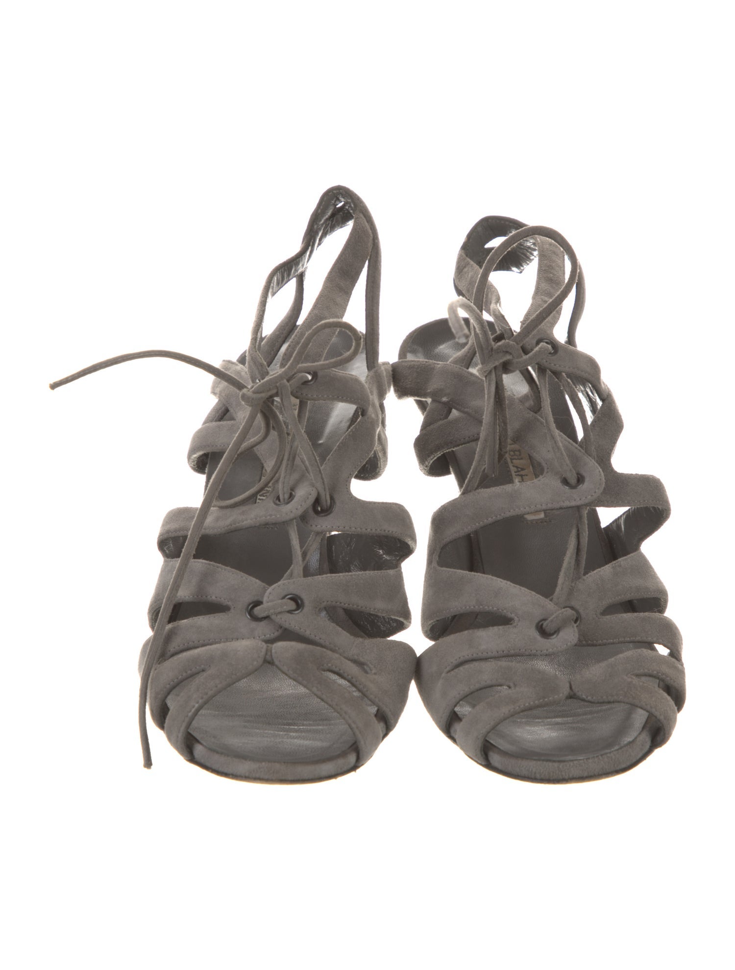 Manolo Blahnik Suede Cutout Accent Slingback Sandals