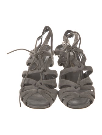 Manolo Blahnik Suede Cutout Accent Slingback Sandals