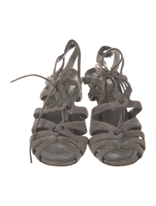 Manolo Blahnik Suede Cutout Accent Slingback Sandals