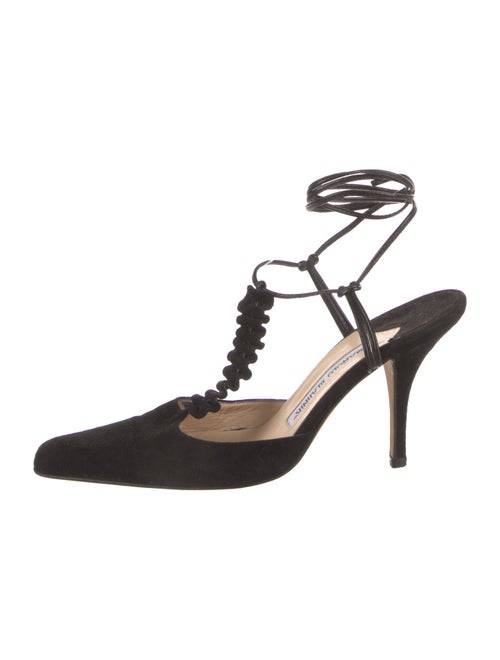 Manolo Blahnik Suede T-Strap Pumps