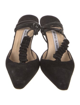 Manolo Blahnik Suede T-Strap Pumps