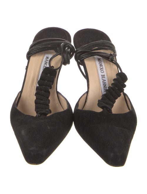 Manolo Blahnik Suede T-Strap Pumps
