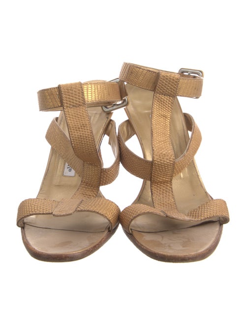 Manolo Blahnik Leather T-Strap Sandals