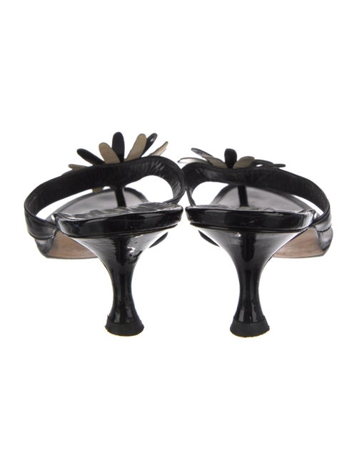 Manolo Blahnik Patent Leather Floral Print Slides