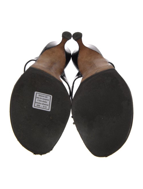 Manolo Blahnik Patent Leather Floral Print Slides