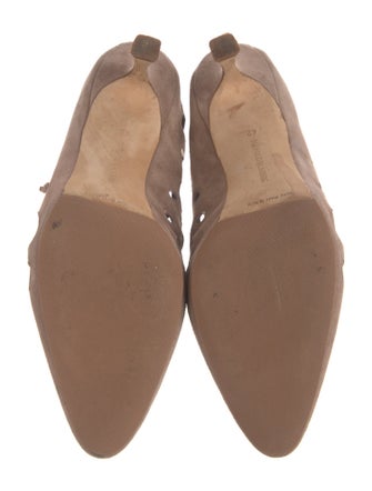 Manolo Blahnik Suede Cutout Accent Lace-Up Boots