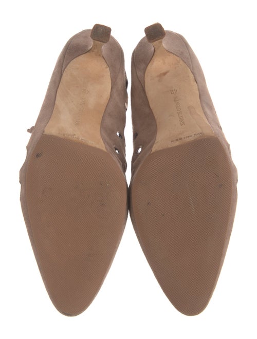 Manolo Blahnik Suede Cutout Accent Lace-Up Boots