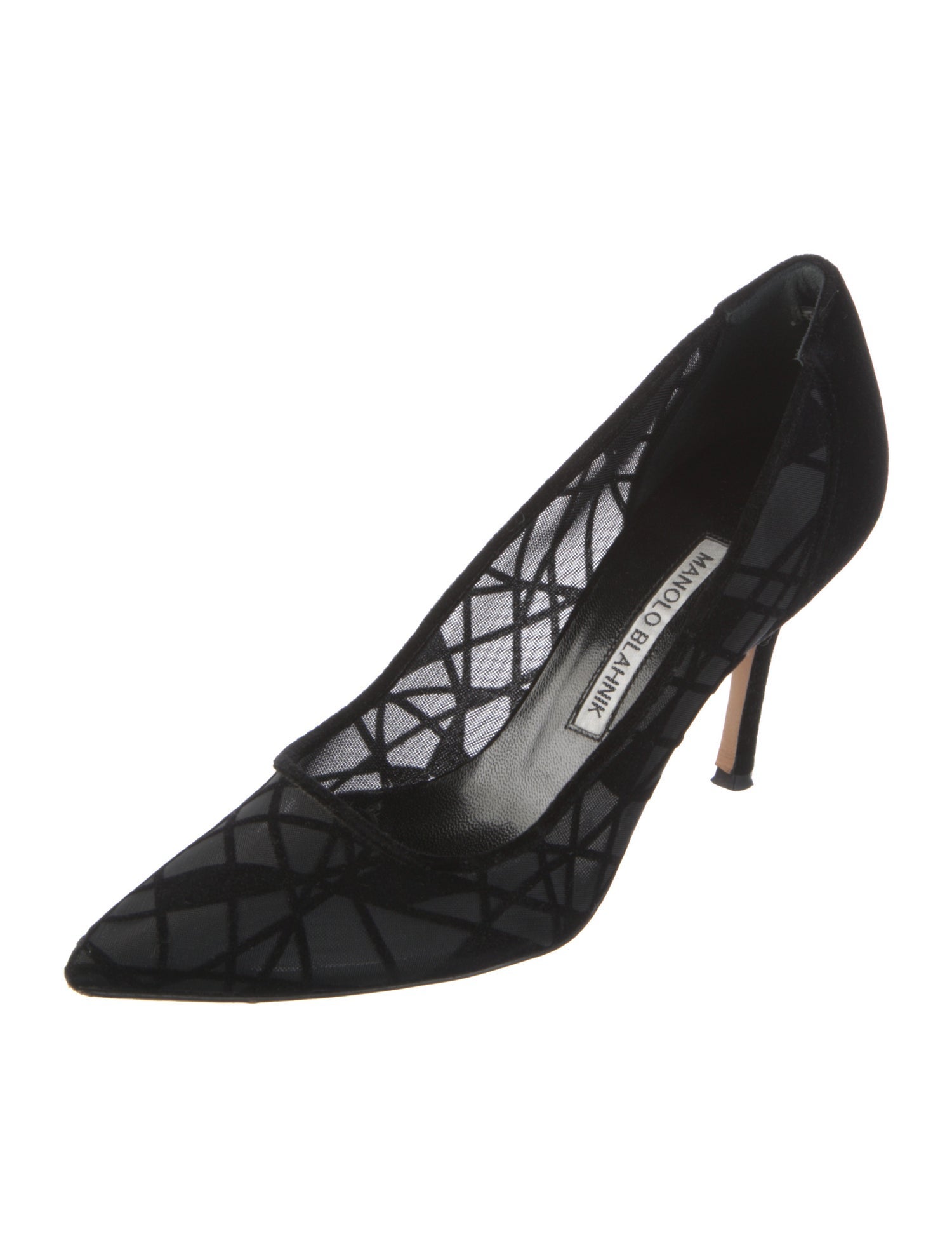 Manolo Blahnik Velvet Mesh Accents Pumps