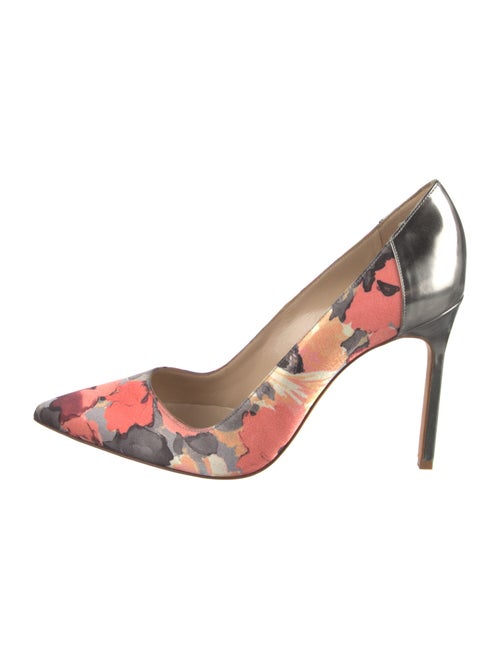 Manolo Blahnik Satin Floral Print Slingback Pumps