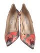 Manolo Blahnik Satin Floral Print Slingback Pumps