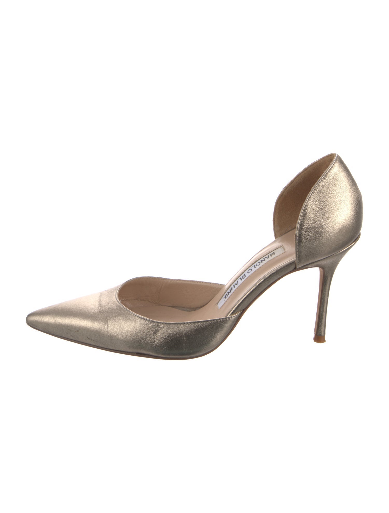 Manolo Blahnik Leather Crystal Embellishments D'Orsay Pumps