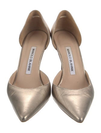 Manolo Blahnik Leather Crystal Embellishments D'Orsay Pumps