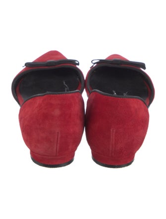 Manolo Blahnik Suede Printed D'Orsay Flats