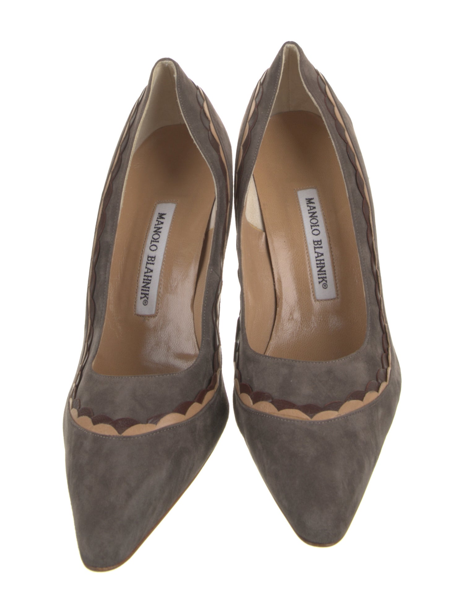 Manolo Blahnik Suede Leather Trim Embellishment Pumps