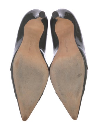 Manolo Blahnik Patent Leather Cutout Accent Pumps