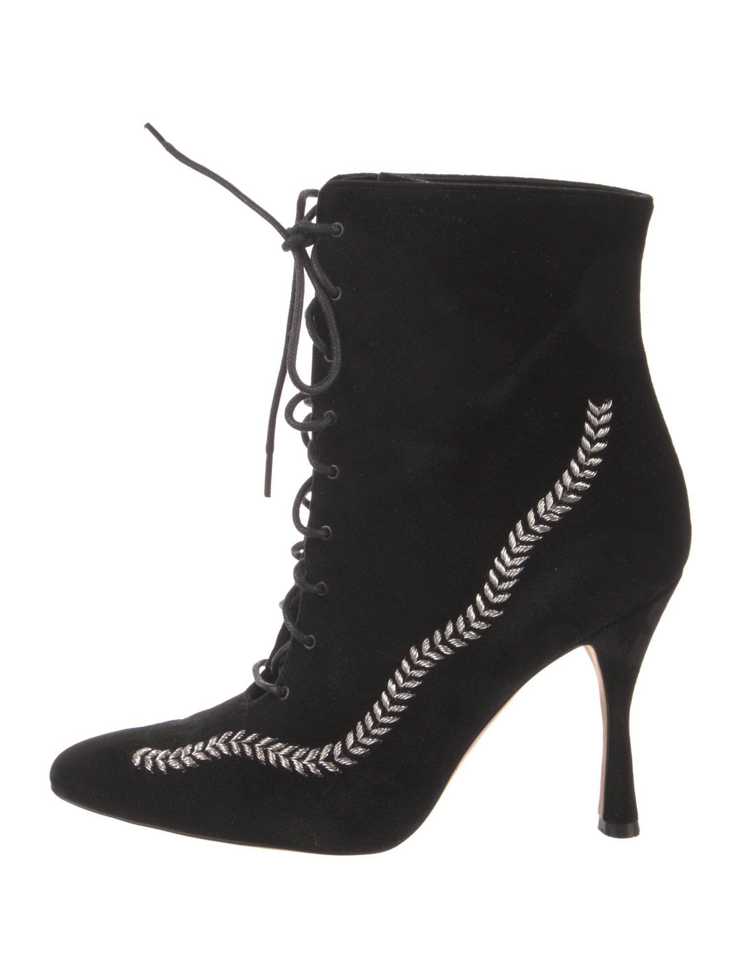 Manolo Blahnik Velvet Lace-Up Boots