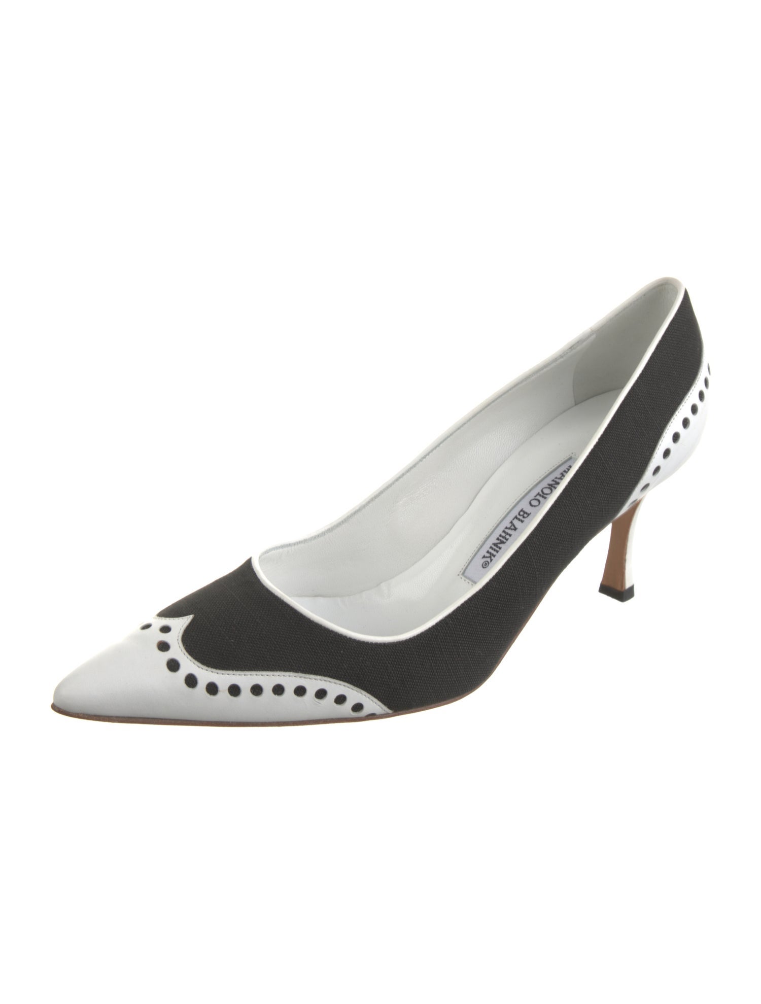 Manolo Blahnik Leather Colorblock Pattern Slingback Pumps