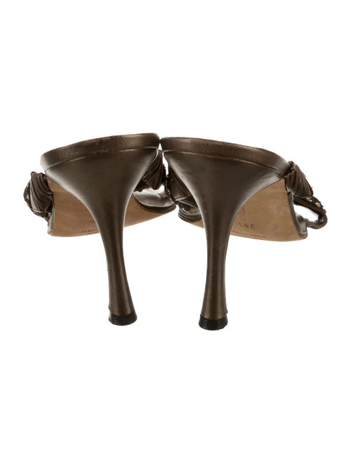 Manolo Blahnik Leather Crystal Embellishments Slides